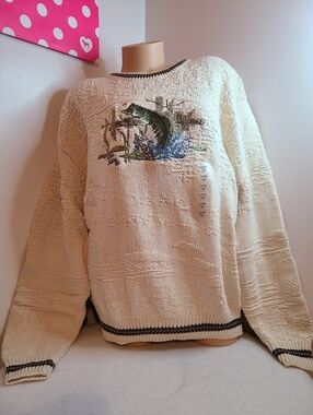 VTG Shenandoah Mens Bass Fish Embroidered Sweater Size Lg Tall